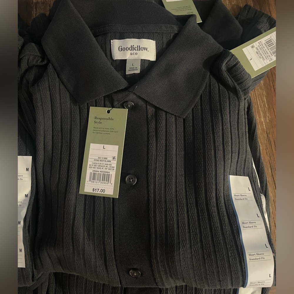 NWT Lot of 6 Goodfellow & Co Charcoal Knit Collared Shirts - Picture 3 of 3